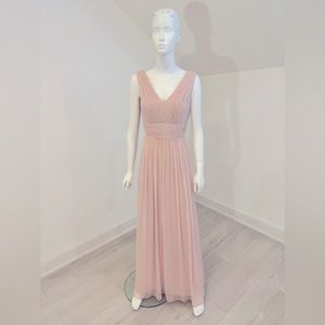 NWT SAMPLE SALE DESSY 2955 Blush/Gold size 10 Lux chiffon. PRISTINE CONDITION